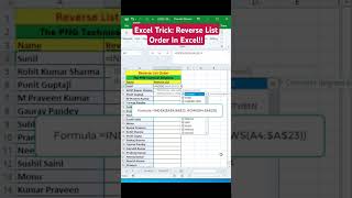 Fwd__Excel_Trick__Reverse_List_Order_In_Excel!! #excel #exceltips