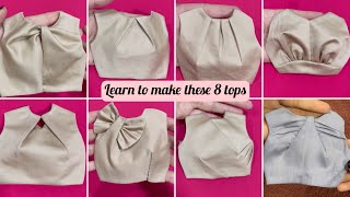 LEARN 8 IN 1 DESIGNER TOPS DART MANUPULATION SECRETS #trendy #howtosew  #neckdesigns