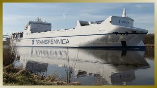 Ro-Ro Cargo Ship TRICA passing ferry point Kudensee // Kiel Canal // February 21, 2021