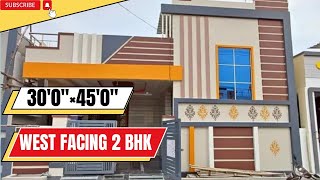 30'0"×45'0" West Facing 2Bhk With Car Parking || 1350 Sq.Ft House Plan