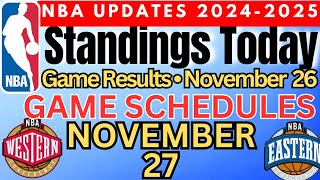 NBA Standings & Game Result Today | November 26, 2024 #nba #standings #games #results #schedule