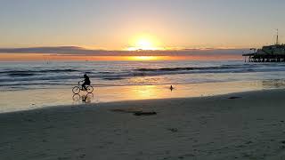 November 2022 Sunset at Santa Monica Pier, California.