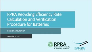 Webinar: Recycling Efficiency Rate (RER) Calculation and Verification Procedure for Batteries