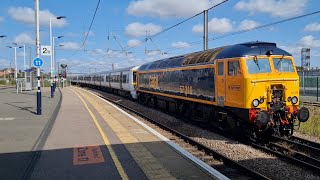 GBRF 57310 and 379 022 and 379 023 passing Peterborough with a 2 tone from the 57