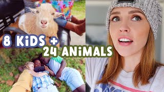 Day in the Life with 8 KIDS + 24 ANIMALS!!