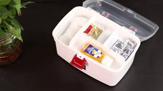 Plastic Rectangular Medicine Box, Medical Box, First aid Box, Multi Purpose Storage Box with Handle