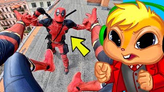 Spiderman vs DEADPOOL vs Chipmunk in Real Life Parkour Reaction