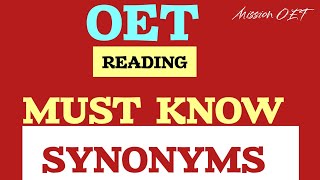 OET READING | Most Frequently used synonyms | OET Reading exam | #oetpractice #oetexam #oet