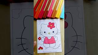 Coloring Hello Kitty with flower on her head #shorts #coloringvideos #coloringbook #coloringpages