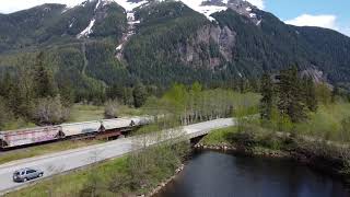 CN grain train rolling westbound on the CN Skeena Sub DJI Mini 2