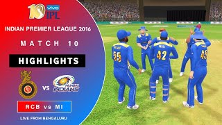 Royal Challengers Bangalore vs Mumbai Indians | League Match 10 | Season 2016 | Real Cricket 24