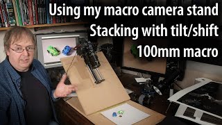 DIY hinged board macro camera mount with a tilt macro lens.Stacking for depth of field