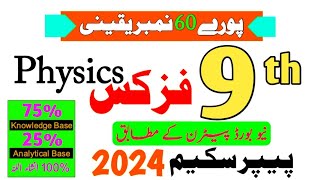 9th Physics scheme of study 2024- Physics Class 9 Paper pattern All Board students 2024-Mian Jafir