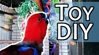 DIY PARROT TOYS - Making enriching toys for my Eclectus Parrot to keep her busy. Cage Update