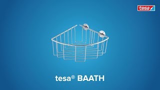 How to use the round, chromed tesa® Baath bathroom shower shelf