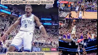 Anthony Edwards First Round Playoffs Best Highlights Against Phoenix Suns, NBA2024