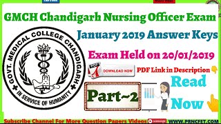 GMCH Chandigarh Nursing Officer Exam 2019 Answer Keys Part-2 |GMCH Staff Nurse Exam Solved Paper PDF