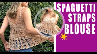 Spaghetti Straps Blouse / how to crochet - EASY AND FAST - BY LAURA CEPEDA