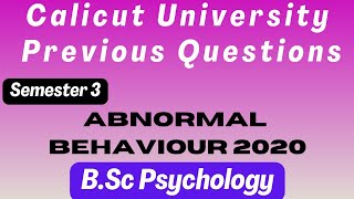 Third Semester B Sc Psychology | Abnormal Behaviour 2020