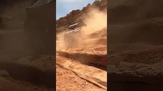 Kawasaki KRX goes straight up Rocker Knocker in Moab #moab #offroad #offcamber #utv #sxs #dusty