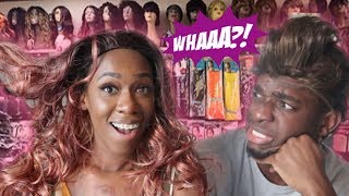 BOYFRIEND RATES MY CHEAP WIGS (HILARIOUS REACTION)