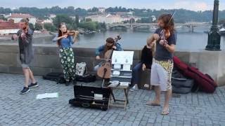 Street performance on the Charles bridge Prague Czech Republic