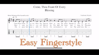 Come, Thou Fount of Every Blessing | Very EASY Fingerstyle Guitar | SHEET + TAB