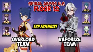 F2P Xiangling Chevreuse Overload & F2P Arlecchino Vaporize | Spiral Abyss 4.6 | Genshin Impact