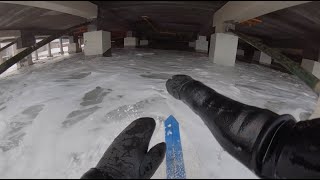 High Risk Surfing under Building! (POV surf Vlog)