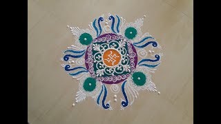 #rangolidesigns #rangoli #rangoliart Gudi padwa Rangoli design with colours By SNEHA JADHAV