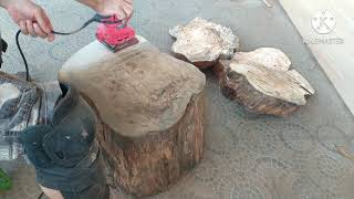 Valuable dead or alive, simple DIY  wooden stool ideas to repurpose my neighbor's cut tree trunks