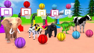 Basket Ball Game Game With Cow Mammoth Elephant Tiger Gorilla Dinosaur Wild Animal Escape Cage Game