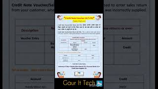 #CREDIT NOTE VOUCHER (ALT+F6) #tallyprime  #youtubeshorts