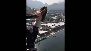 Bungee Jumping With Rope In Beautiful Place