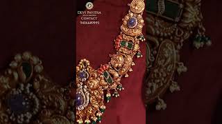 Victorian and Nakshi Gold Long Haram || Blue Amethyst II Devi Pavitra Gold & Diamonds