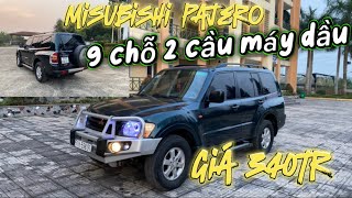 Misubishi pajero đời 2001 nhật bản máy dầu 9 chỗ không niên hạn bản 2 cầu đủ giá 340tr lh 0987058086