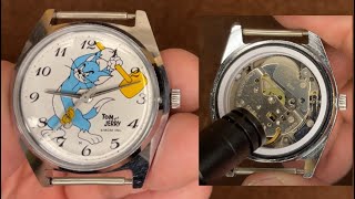 Seiko Tomony Tom&Jerry MGM Caliber.50A 1970s 7 Jewels Vintage Japan Watch Movment sound, Appearance