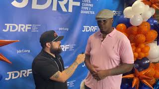 Drew speaks to Cincinnati Bengals offensive lineman Orlando Brown Jr.