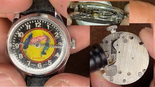 Basis Hot Wheels 1970 Mattel Inc. Swiss Vintage Mechanical Watch Movement sound, Appearance etc.