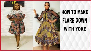 How to cut a flare gown/Half flare gown with yoke/Easy technique