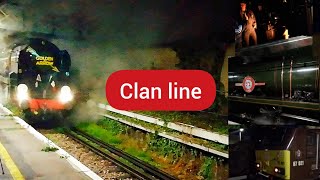 Merchant Navy Clan Line no.35028 arrives and departs faversham **footplate and mega whistles**