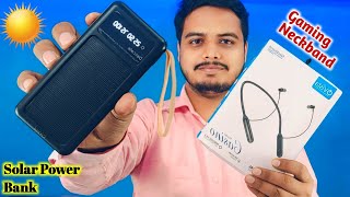 Ovista solar power bank & gaming neckband unboxing & Full review 🔥