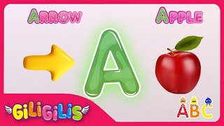 A for Apple - ABC Songs With Giligilis - Alphabetical Lessons With Fruits, Vegetables, and Animals