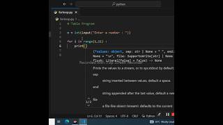 Table Program in python || python programming language #python #funcoding #shorts