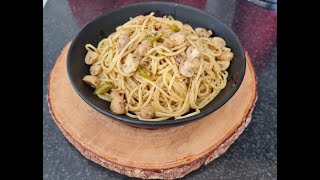 Spaghetti Aglio Olio with Mushrooms