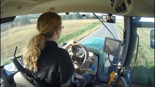 John Deere 6170R bale transport POV Drive CAB VIEW