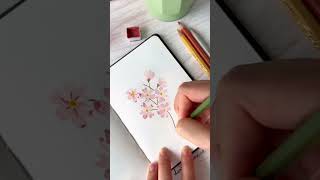 Let’s draw Cosmos 🌸🌻🌷🌼 #sketchbook #painting #flowerpainting #gouachepainting #asmr