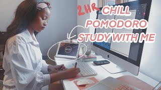 REAL TIME chill study session.Lofi/calm rain music. 2HRS of productivity with breaks (STUDY WITH ME)