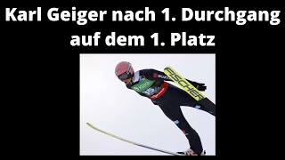 Karl Geiger nach 1. Durchgang auf Platz 1. bei der Skiflug Wm in Planica