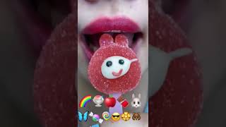 ASMR Emoji 🌈🍨🍎🍫🐰 #msbh13 #mukbang #satisfyingvideo